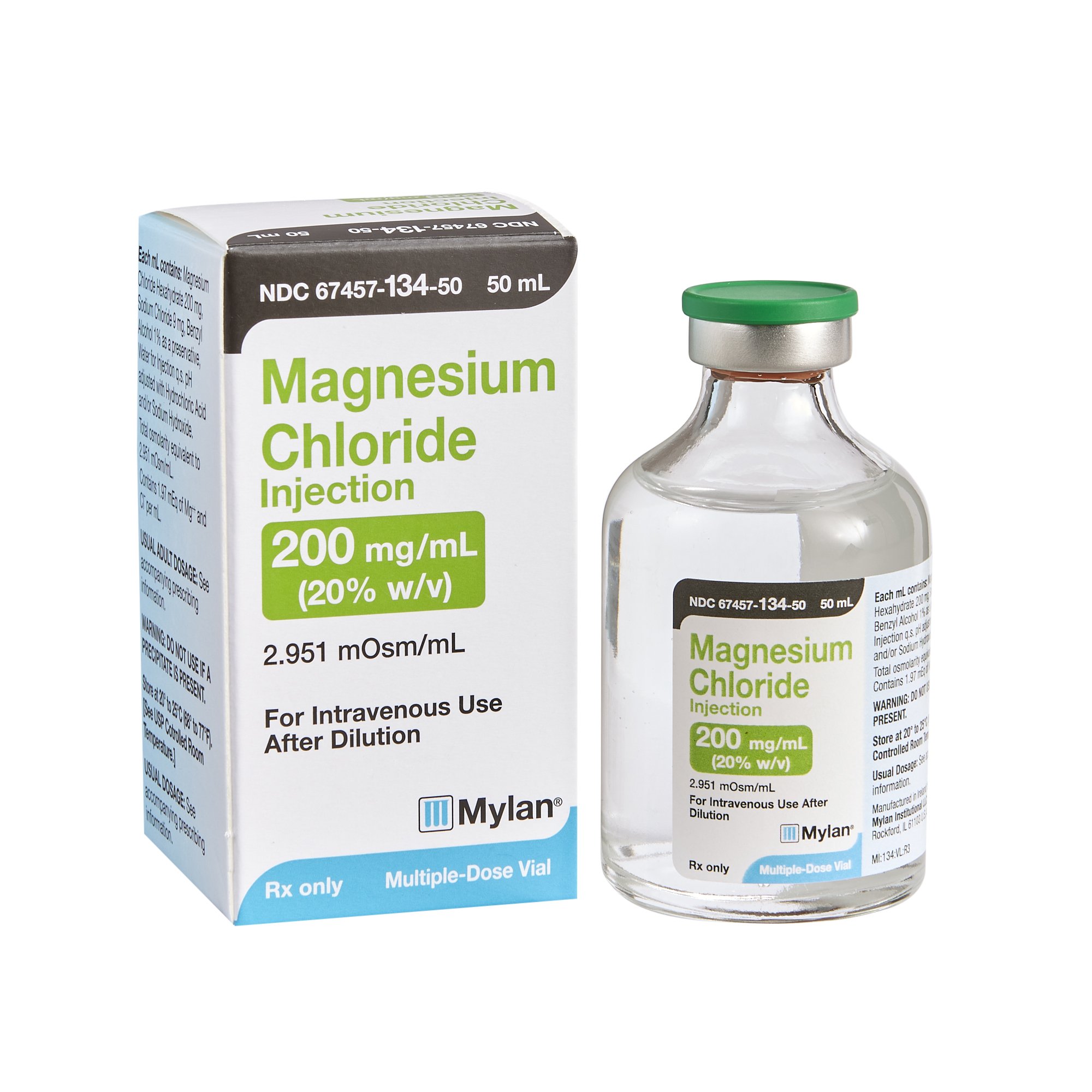 Magnesium Chloride 200 mg / mL Injection Multiple Dose Vial 50 mL by Mylan Pharmaceuticals  ID 67457-0134-50